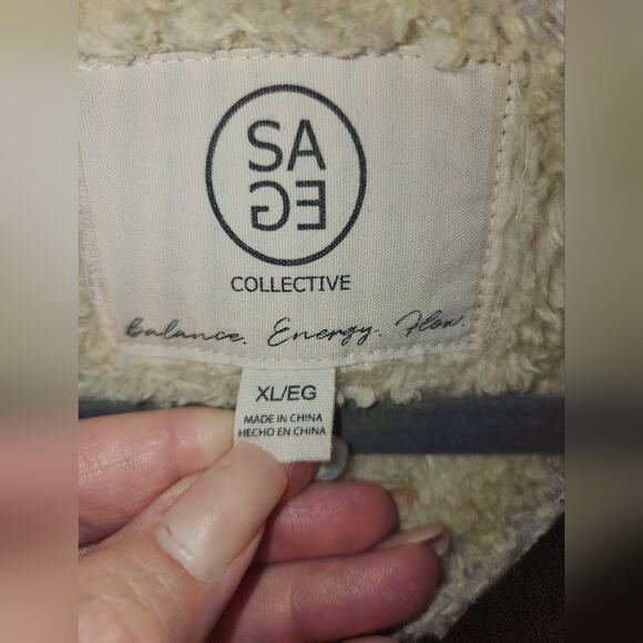 Sage Shacket Womens XL Flannel Plaid Super Plush Sherpa Lined Fleece cabincore - Picture 3 of 10